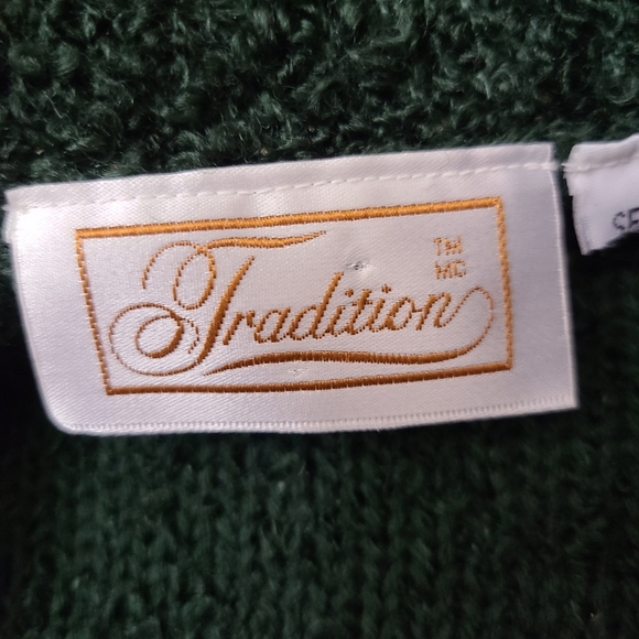 Traditions women's vintage green open poodle knit  cardigan, Sz M (PTP 21") - Picture 6 of 8